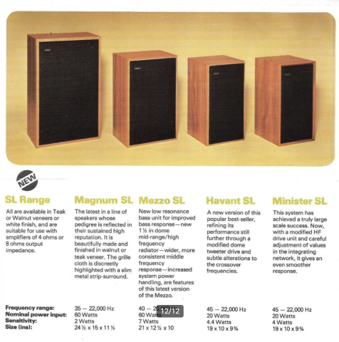 Goodmans 1974 SL speaker range
